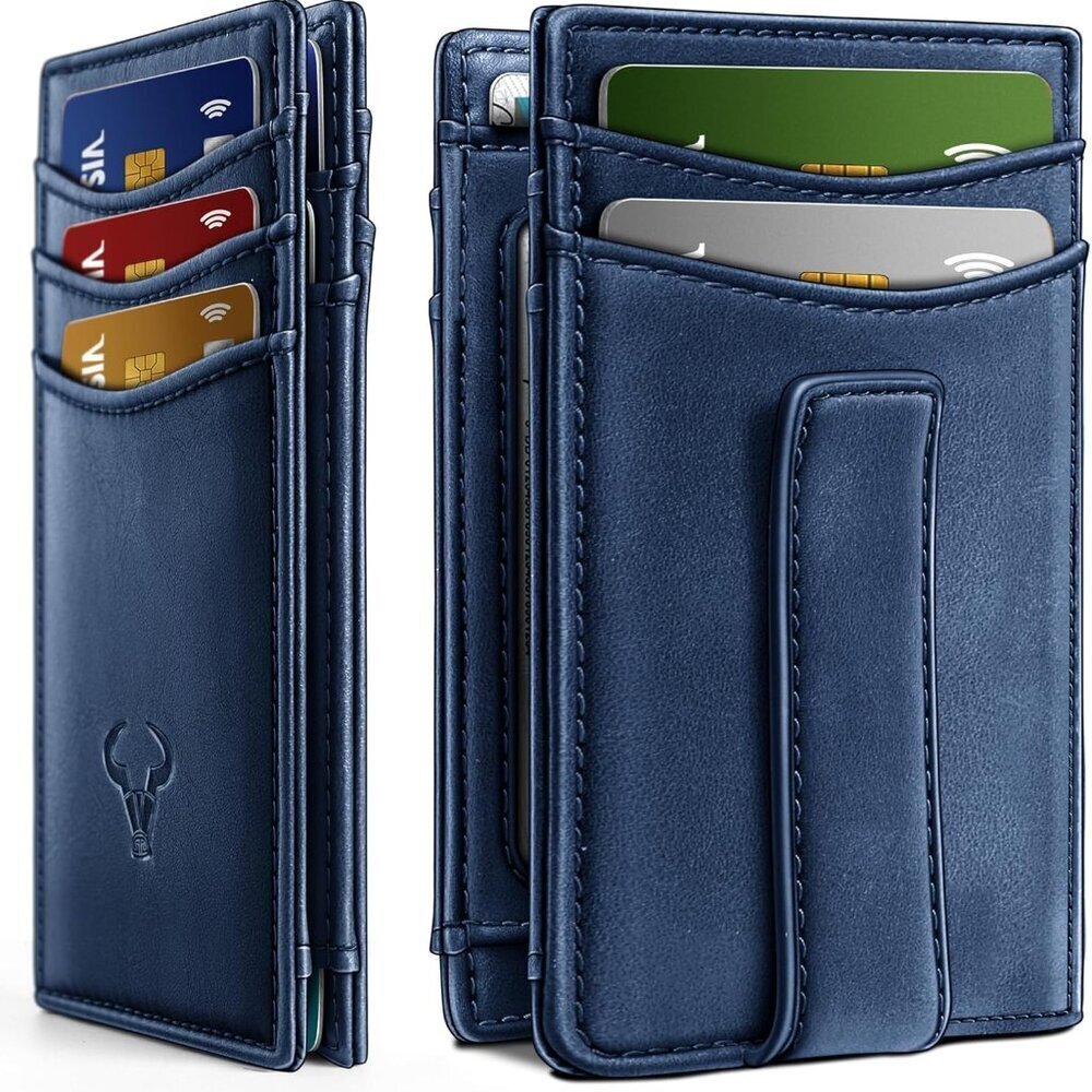 Stylish Genuine Leather Front Pocket Wallet with Magnetic Snap